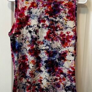 Athleta Floral Splash Sleeveless Tank Top - White Pink Purple